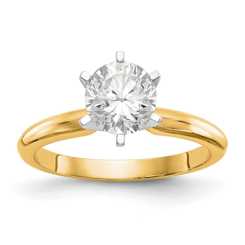 14K Bicolor Weißgold 1/2 Ct. Rund Vs/si Gh Im Labor Gezüchtet Diamant Solitär Leicht Halb-round 6 Krappen Ring