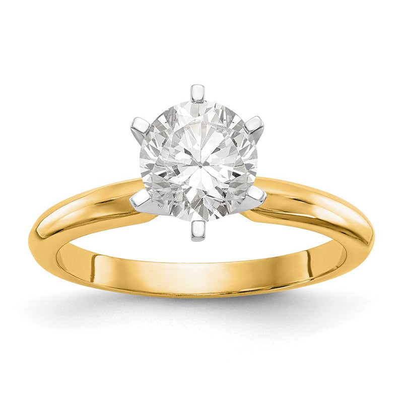 14K Bicolor Weißgold 1/4 Ct. Rund Vs/si Gh Im Labor Gezüchtet Diamant Solitär Leicht Halb-round 6 Krappen Ring