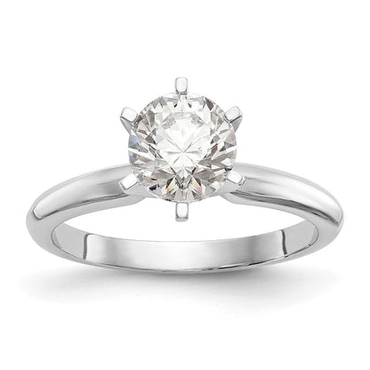 14K Weißgold 1/2 Ct. Im Labor Gezüchtet Diamant Vs/si+ G+ Rund Solitär Leicht Halb-round Sechskrappen Messer Kante Ring