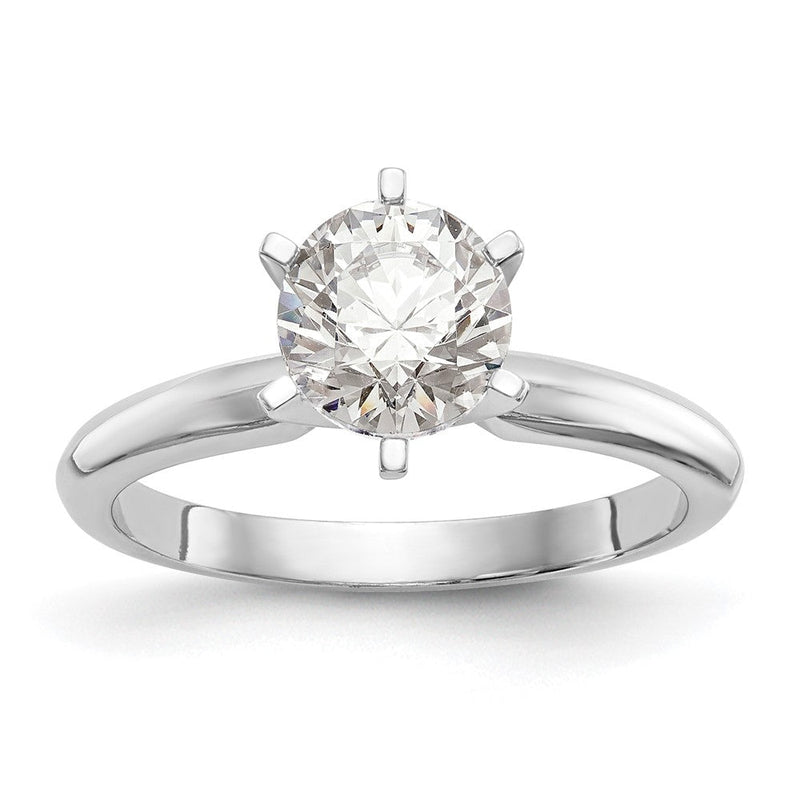 14K Weißgold 1/2 Ct. Im Labor Gezüchtet Diamant Vs/si+ G+ Rund Solitär Leicht Halb-round Sechskrappen Messer Kante Ring