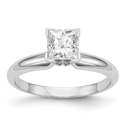14K Weißgold 0,5 ct. VS/SI+ G+ Labor gezüchteter Diamant Princess Solitär Ring mit mittlerem Gewicht, Halbrund-V-Ende und Vierkrappenfassung