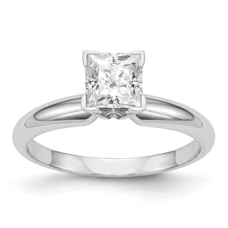 14K Weißgold 0,25 ct. Prinzess VS/SI GH Laborgezüchteter Diamant Solitär Halbrund-Ring mit mittlerem Gewicht, V-Ende und 4-Krappen-Fassung