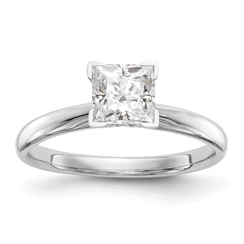 14K Weißgold Solitär-Ring mit 0,25 ct. Prinzess-Diamant (Labor gewachsen), VS/SI GH, mittlerem Gewicht, Komfortpassform, V-Ende und 4-Krappen-Fassung