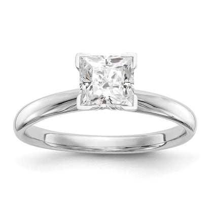 14K Weißgold Solitär-Ring mit 0,5 ct. Labordiamant im Princess-Schliff, VS/SI+ G+, mittleres Gewicht, Komfortpassform, V-Ende, Vier-Krappen-Fassung