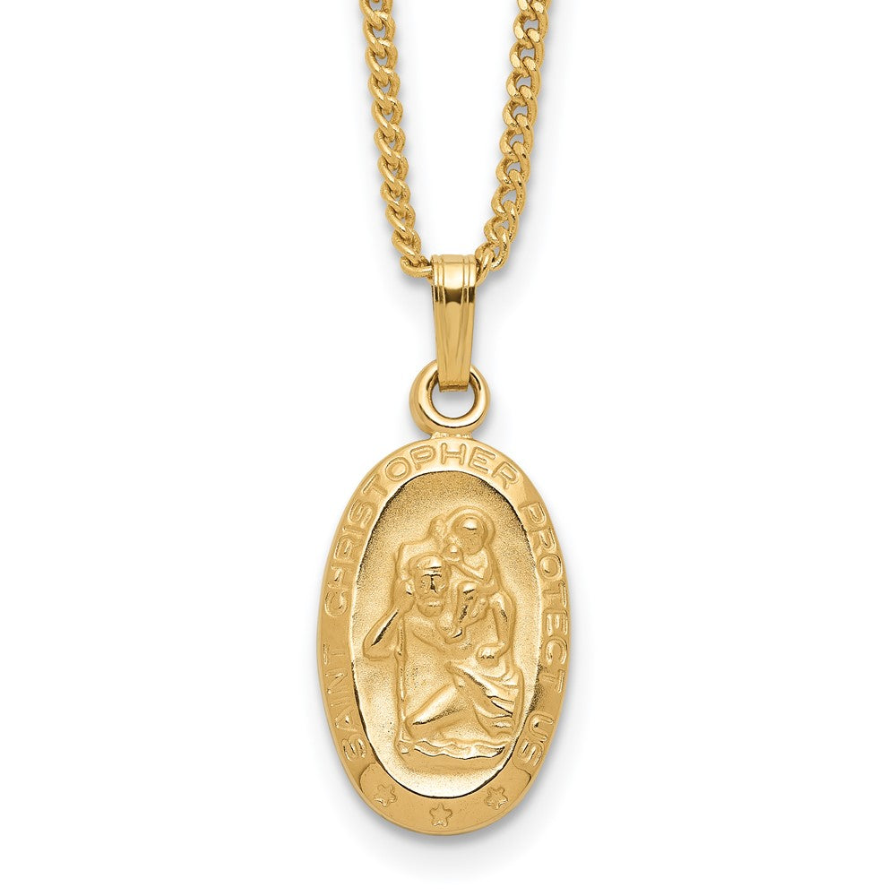 Mode Kelly Waters Vergoldet Oval St. Christopher Medaille 18 Zoll Halskette