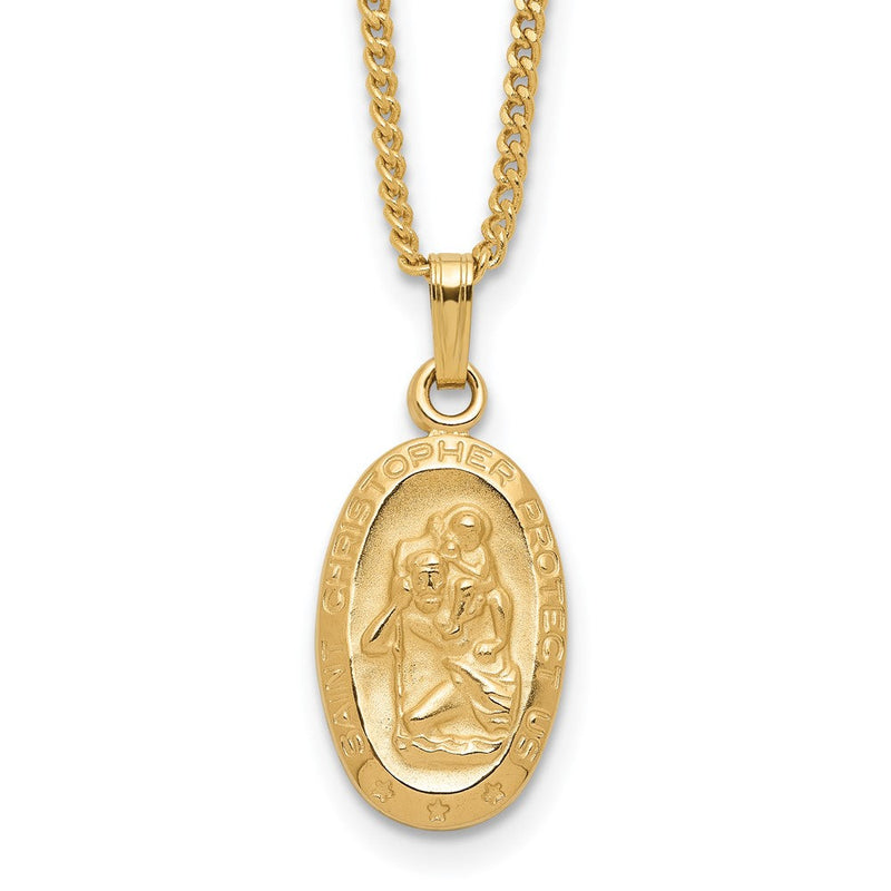 Mode Kelly Waters Vergoldet Oval St. Christopher Medaille 18 Zoll Halskette