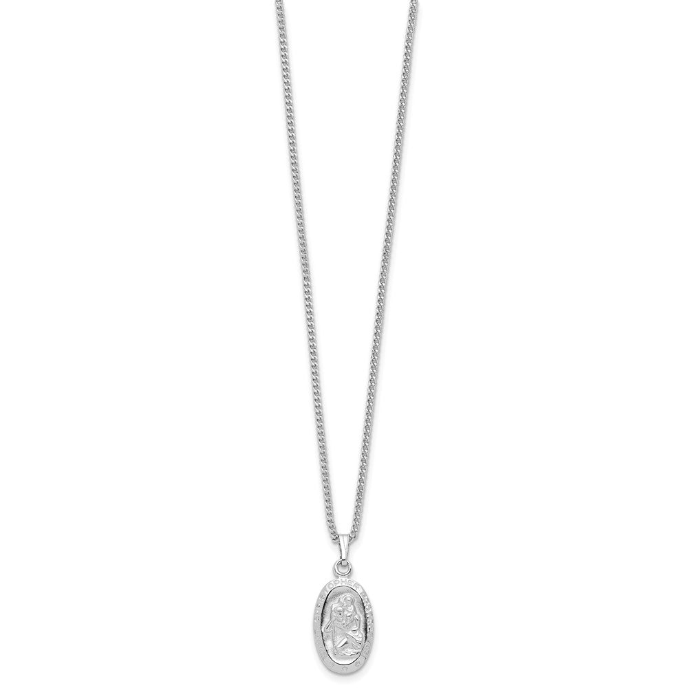 Mode Kelly Waters Rhodiniert Oval St. Christopher Medaille 18 Zoll Halskette