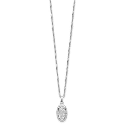Mode Kelly Waters Rhodiniert Oval St. Christopher Medaille 18 Zoll Halskette
