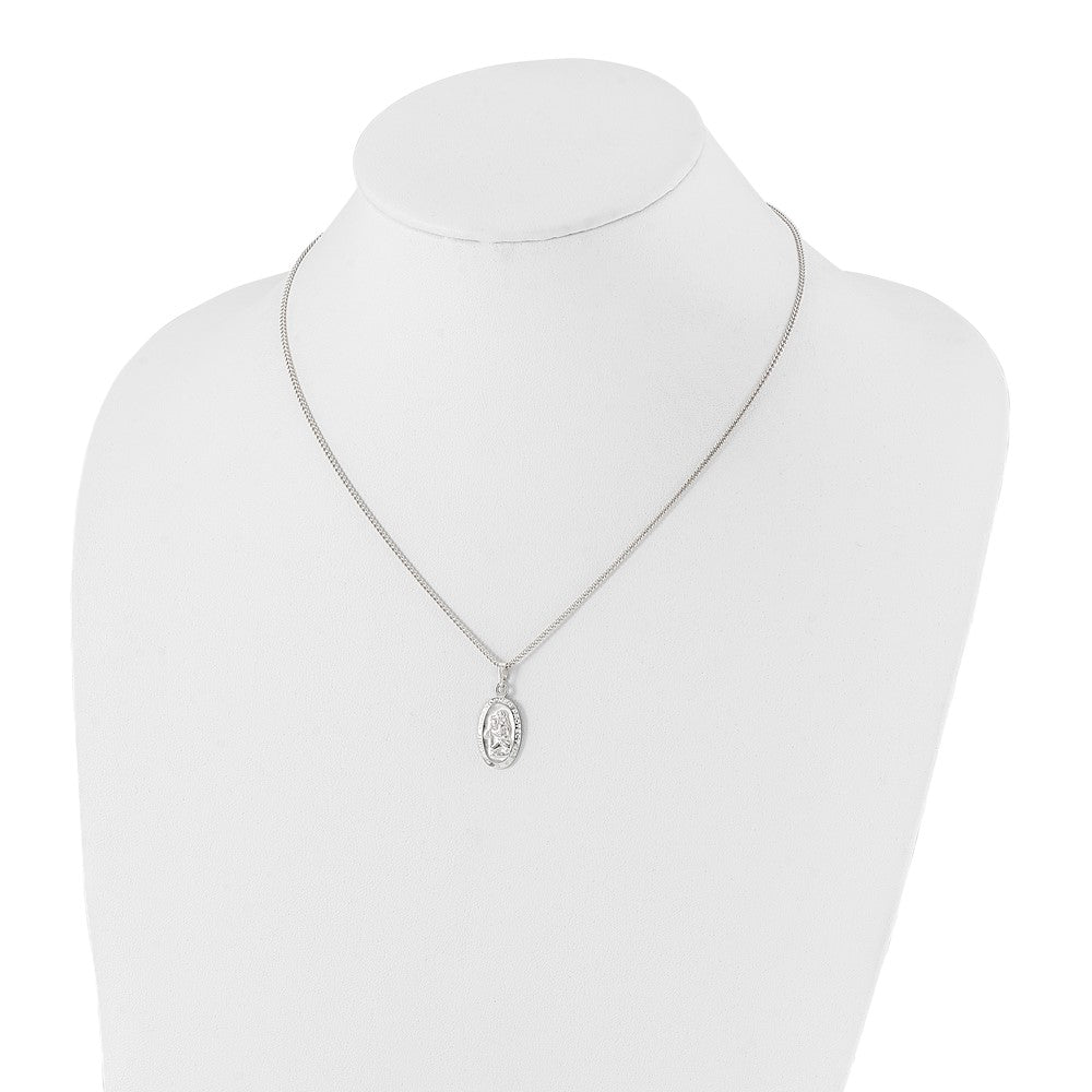 Mode Kelly Waters Rhodiniert Oval St. Christopher Medaille 18 Zoll Halskette