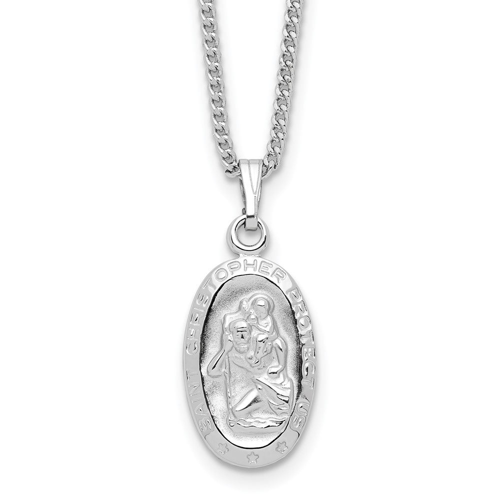 Mode Kelly Waters Rhodiniert Oval St. Christopher Medaille 18 Zoll Halskette