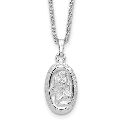 Mode Kelly Waters Rhodiniert Oval St. Christopher Medaille 18 Zoll Halskette
