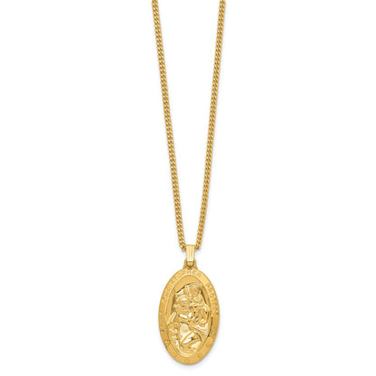 Mode Kelly Waters Vergoldet Groß Oval St. Christopher Medaille 24 Zoll Halskette