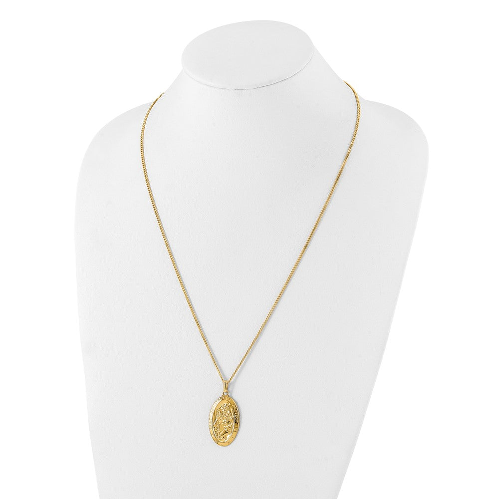 Mode Kelly Waters Vergoldet Groß Oval St. Christopher Medaille 24 Zoll Halskette