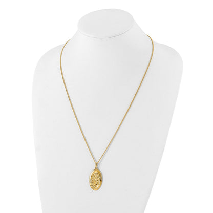 Mode Kelly Waters Vergoldet Groß Oval St. Christopher Medaille 24 Zoll Halskette