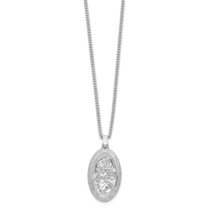 Mode Kelly Waters Rhodiniert Groß Oval St. Christopher Medaille 24 Zoll Halskette