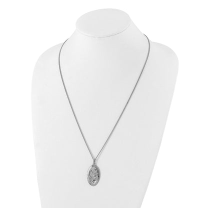 Mode Kelly Waters Rhodiniert Groß Oval St. Christopher Medaille 24 Zoll Halskette
