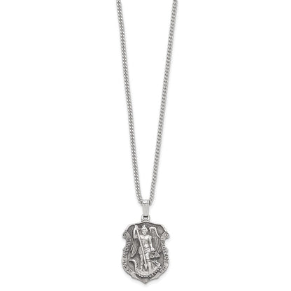 Mode Kelly Waters Antikisiert Rhodiniert St. Michael Medaille 24 Zoll Halskette
