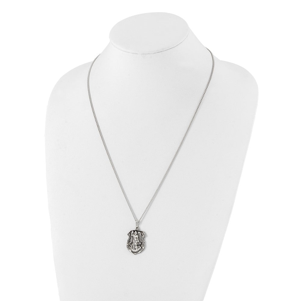 Mode Kelly Waters Antikisiert Rhodiniert St. Michael Medaille 24 Zoll Halskette