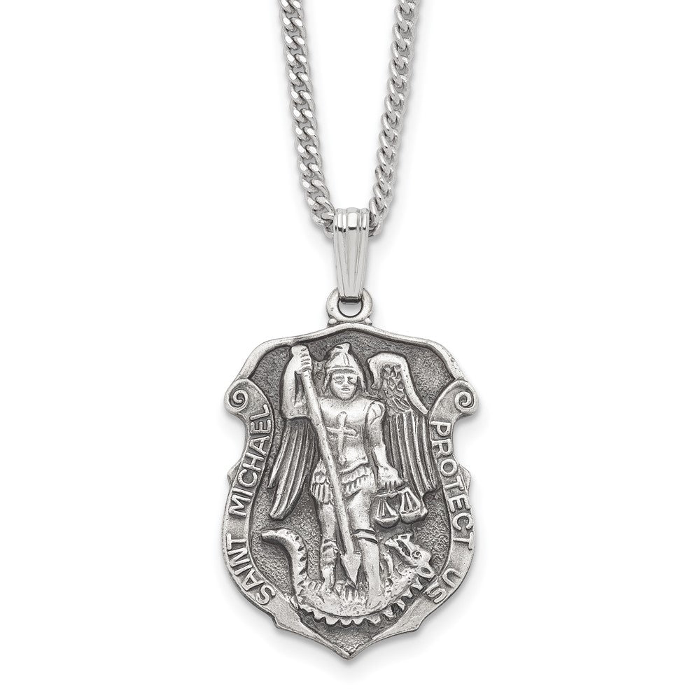 Mode Kelly Waters Antikisiert Rhodiniert St. Michael Medaille 24 Zoll Halskette