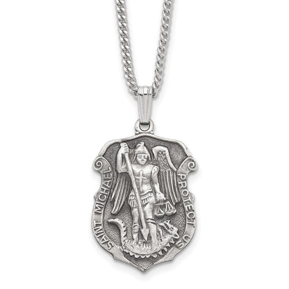 Mode Kelly Waters Antikisiert Rhodiniert St. Michael Medaille 24 Zoll Halskette