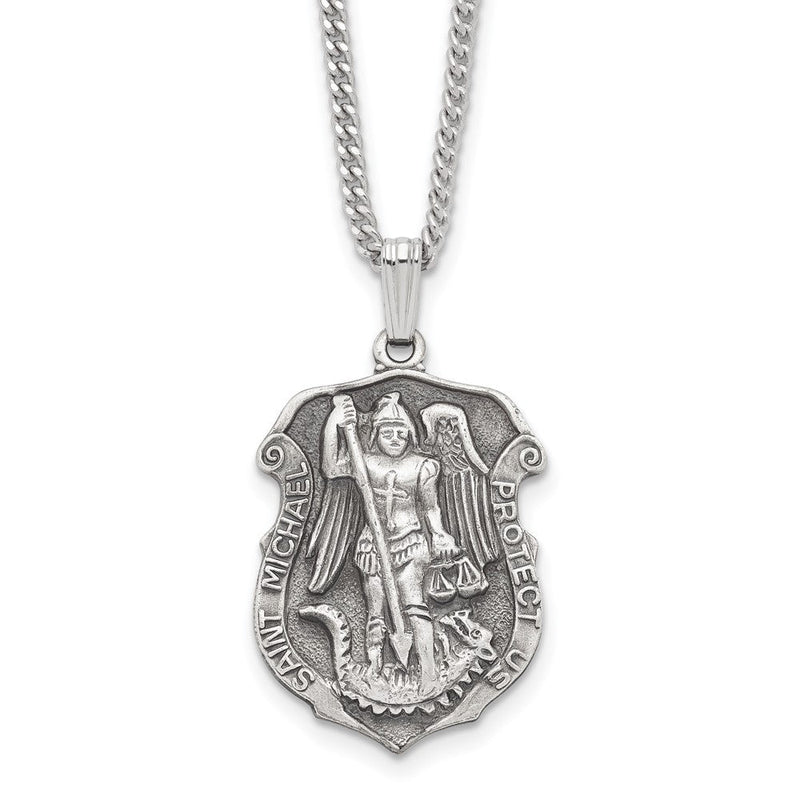 Mode Kelly Waters Antikisiert Rhodiniert St. Michael Medaille 24 Zoll Halskette