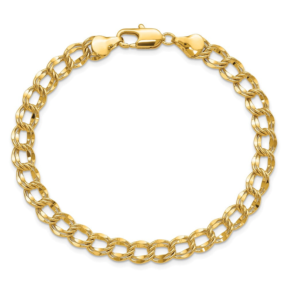 Mode Kelly Waters Vergoldet 6.5mm Doppelt Glieder Charm 8.25 Zoll Armband