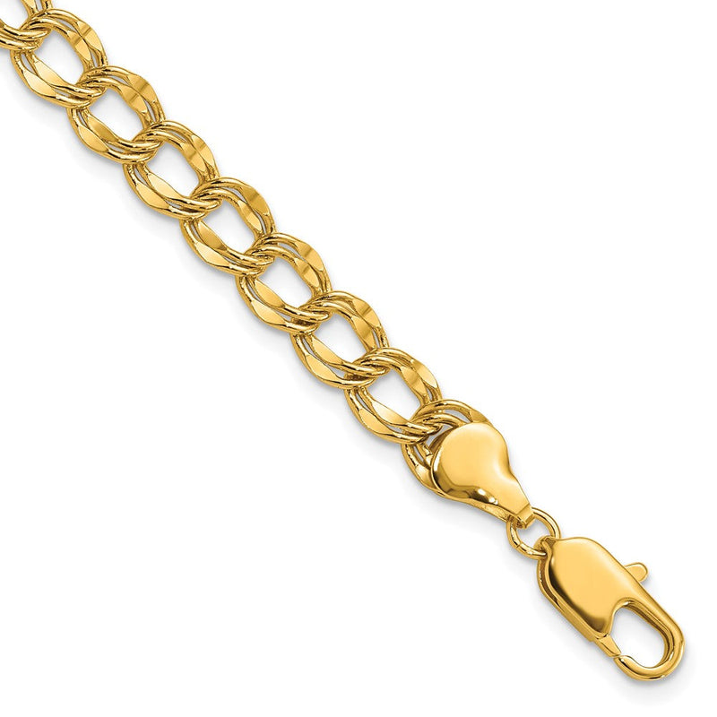 Mode Kelly Waters Vergoldet 6.5mm Doppelt Glieder Charm 8.25 Zoll Armband