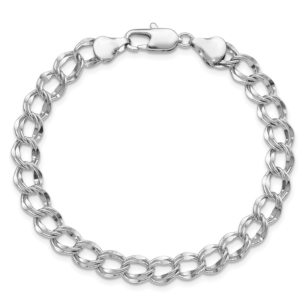 Mode Kelly Waters Rhodiniert 6.5mm Doppelt Glieder Charm 7.25 Zoll Armband