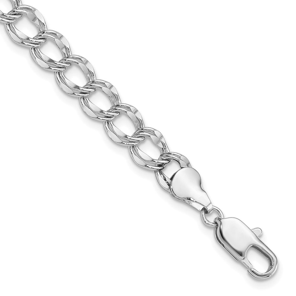 Mode Kelly Waters Rhodiniert 6.5mm Doppelt Glieder Charm 7.25 Zoll Armband