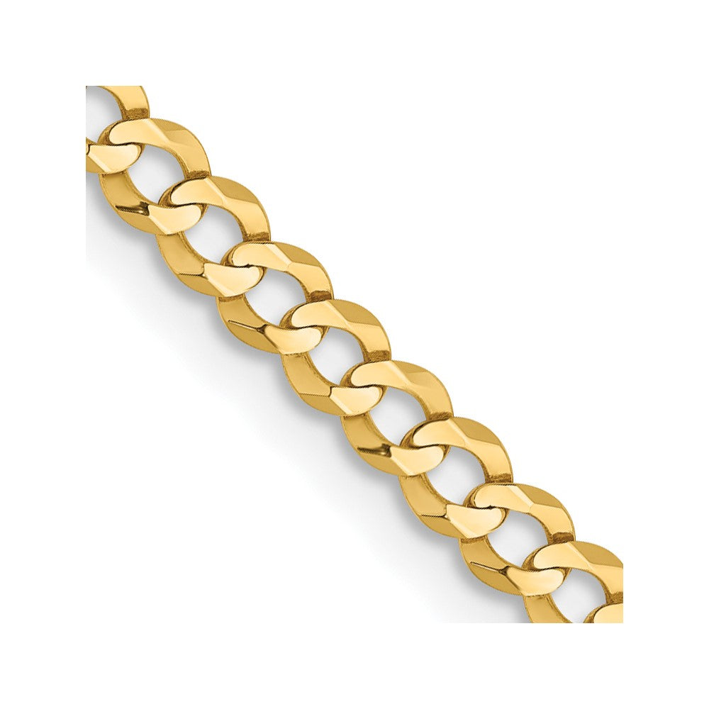 14K Gelbgold 3.1mm Leicht Flach Kubanisch mit Karabinerverschluss Halskette