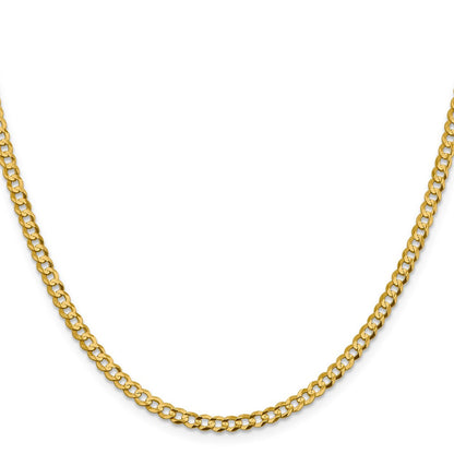 14K Gelbgold 3.7mm Leicht Flach Kubanisch mit Karabinerverschluss Halskette