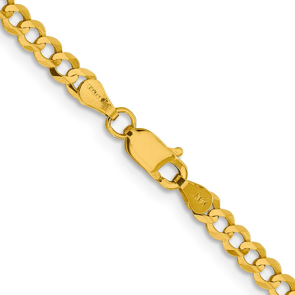 14K Gelbgold 3.7mm Leicht Flach Kubanisch mit Karabinerverschluss Halskette
