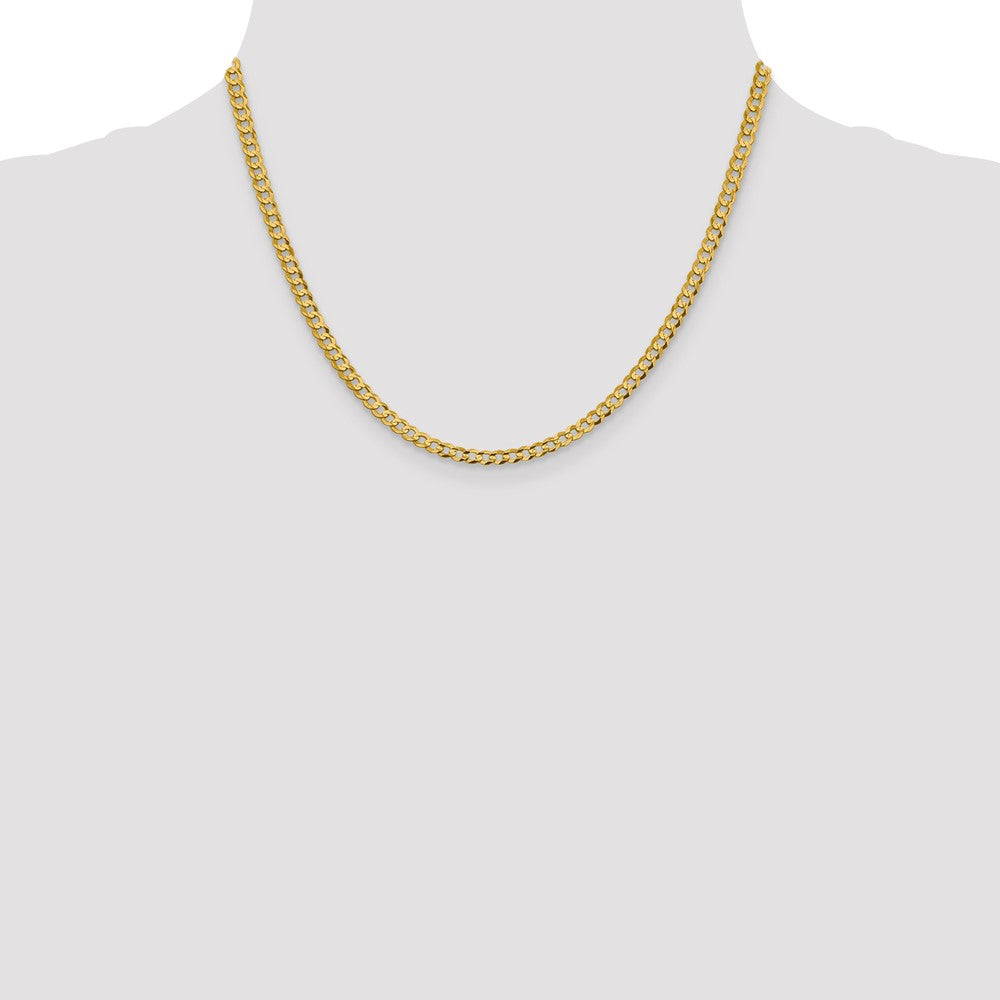 14K Gelbgold 3.7mm Leicht Flach Kubanisch mit Karabinerverschluss Halskette