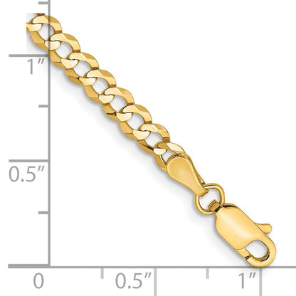 14K Gelbgold 3.7mm Leicht Flach Kubanisch mit Karabinerverschluss Gliederarmband