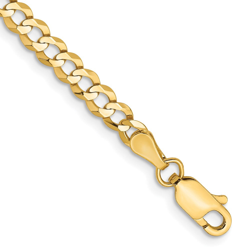 14K Gelbgold 3.7mm Leicht Flach Kubanisch mit Karabinerverschluss Gliederarmband