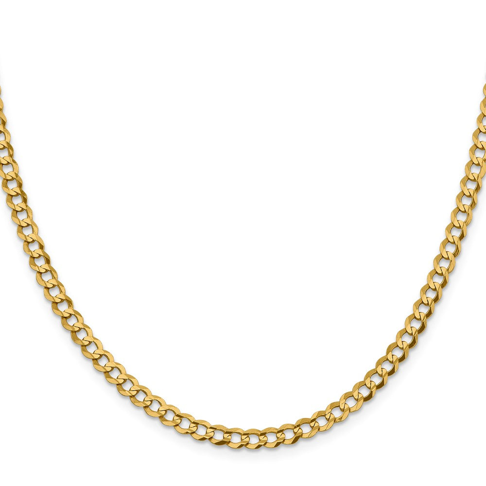 14K Gelbgold 4.7mm Leicht Flach Kubanisch mit Karabinerverschluss Halskette