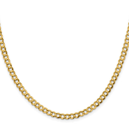 14K Gelbgold 4.7mm Leicht Flach Kubanisch mit Karabinerverschluss Halskette