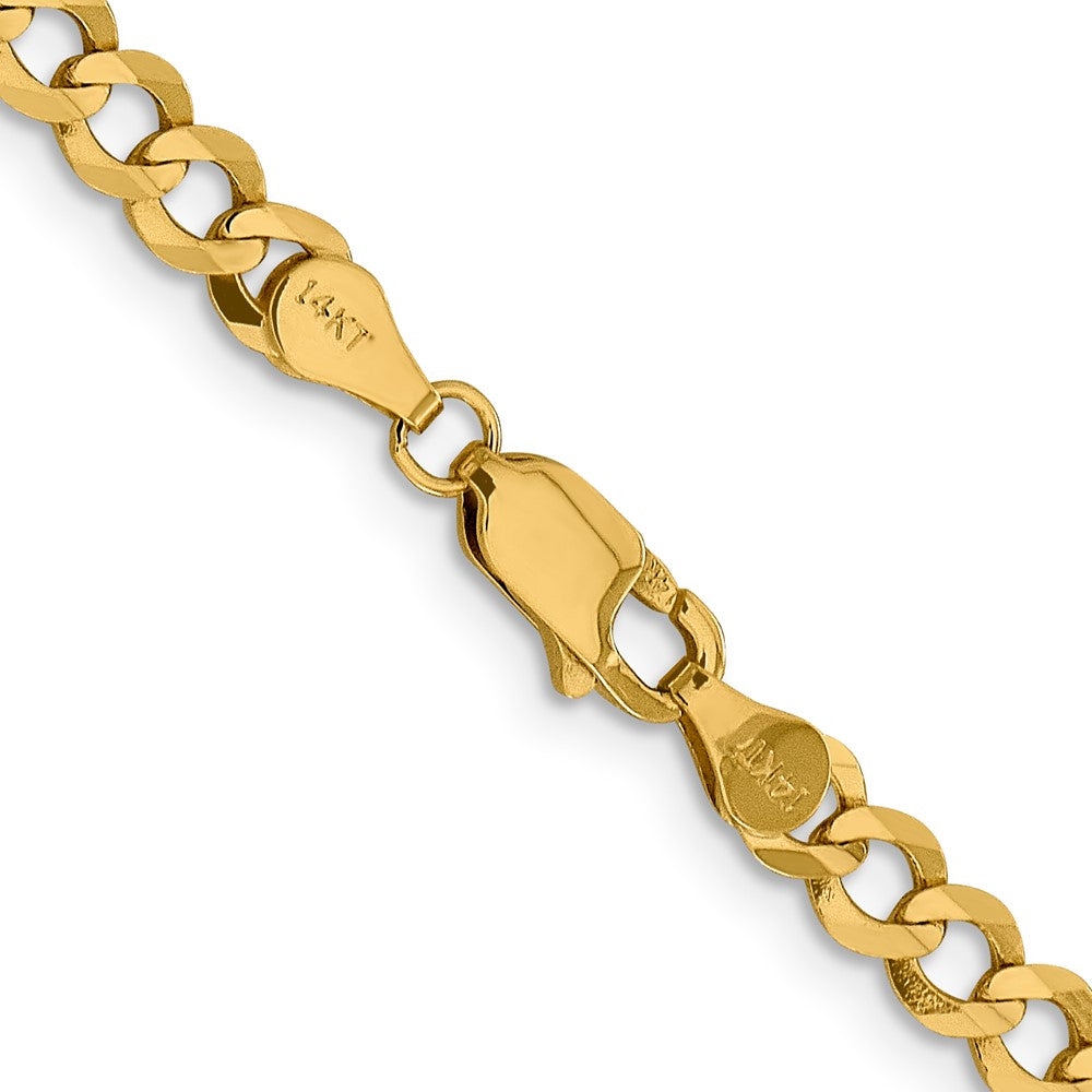 14K Gelbgold 4.7mm Leicht Flach Kubanisch mit Karabinerverschluss Halskette