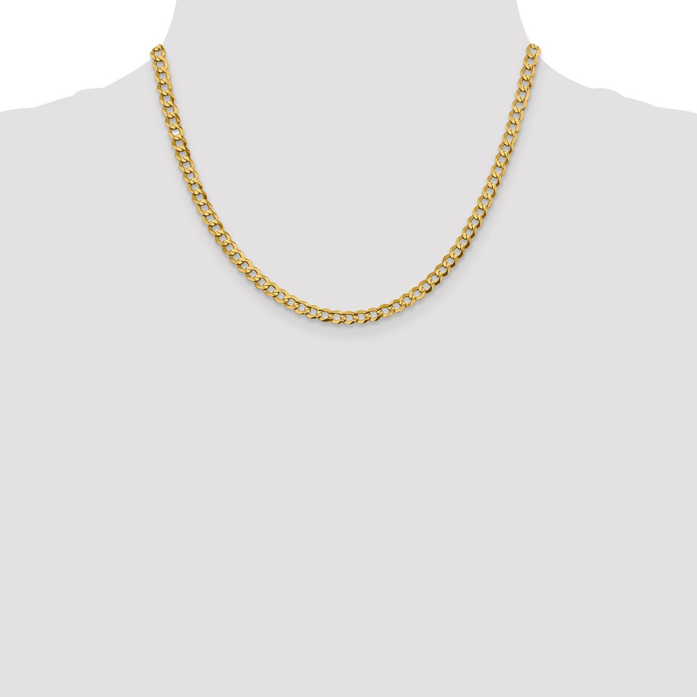 14K Gelbgold 4.7mm Leicht Flach Kubanisch mit Karabinerverschluss Halskette