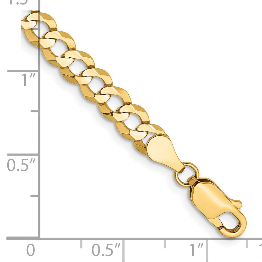 14K Gelbgold 4.7mm Leicht Flach Kubanisch mit Karabinerverschluss Gliederarmband