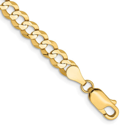 14K Gelbgold 4.7mm Leicht Flach Kubanisch mit Karabinerverschluss Gliederarmband