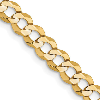 14K Gelbgold 4.7mm Leicht Flach Kubanisch mit Karabinerverschluss Halskette
