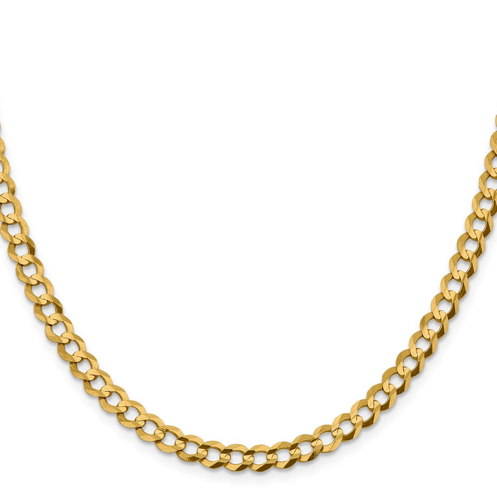 14K Gelbgold 5.9mm Leicht Flach Kubanisch mit Karabinerverschluss Halskette
