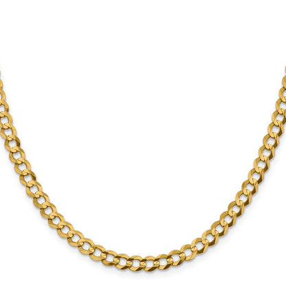 14K Gelbgold 5.9mm Leicht Flach Kubanisch mit Karabinerverschluss Halskette