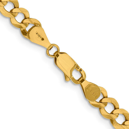 14K Gelbgold 5.9mm Leicht Flach Kubanisch mit Karabinerverschluss Halskette