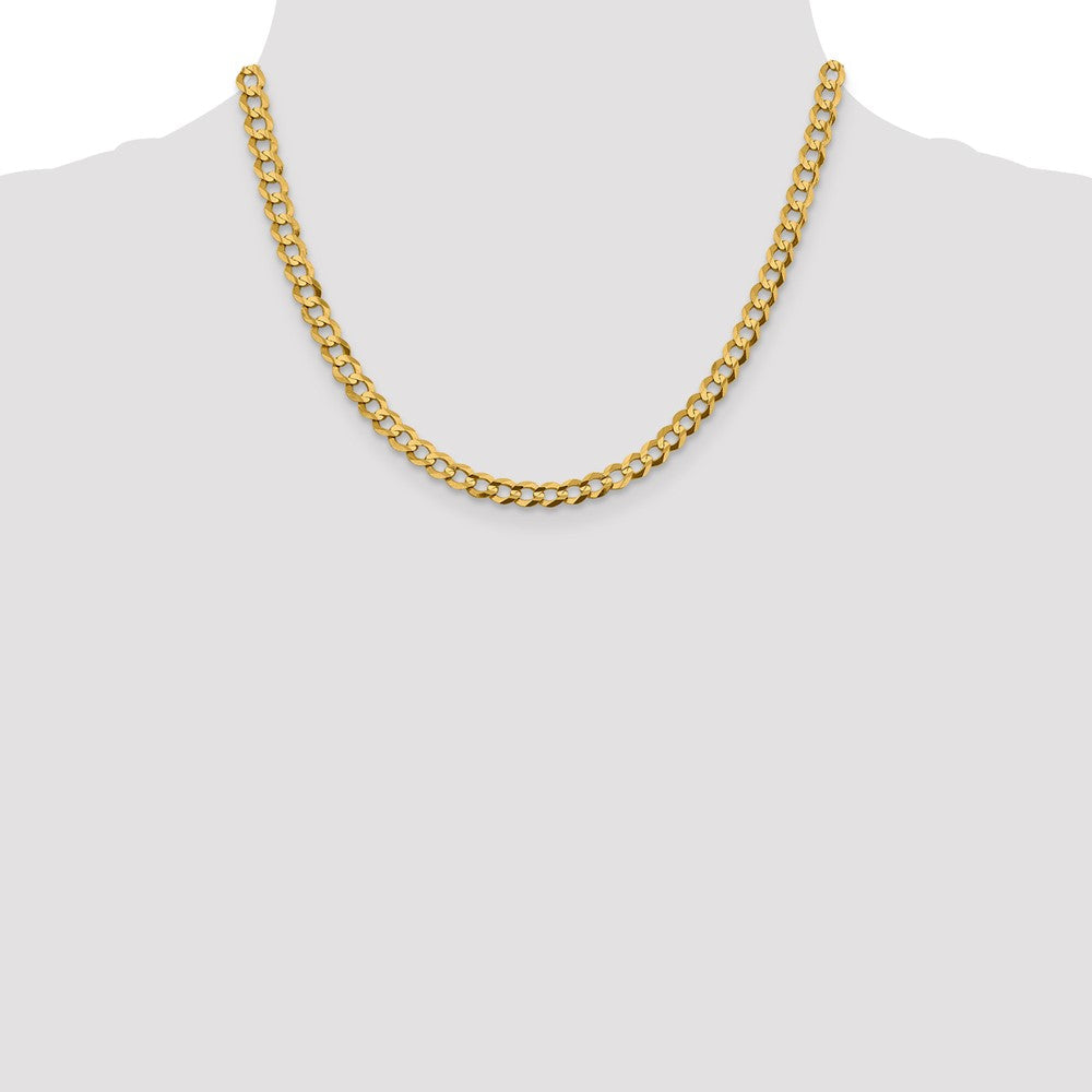 14K Gelbgold 5.9mm Leicht Flach Kubanisch mit Karabinerverschluss Halskette