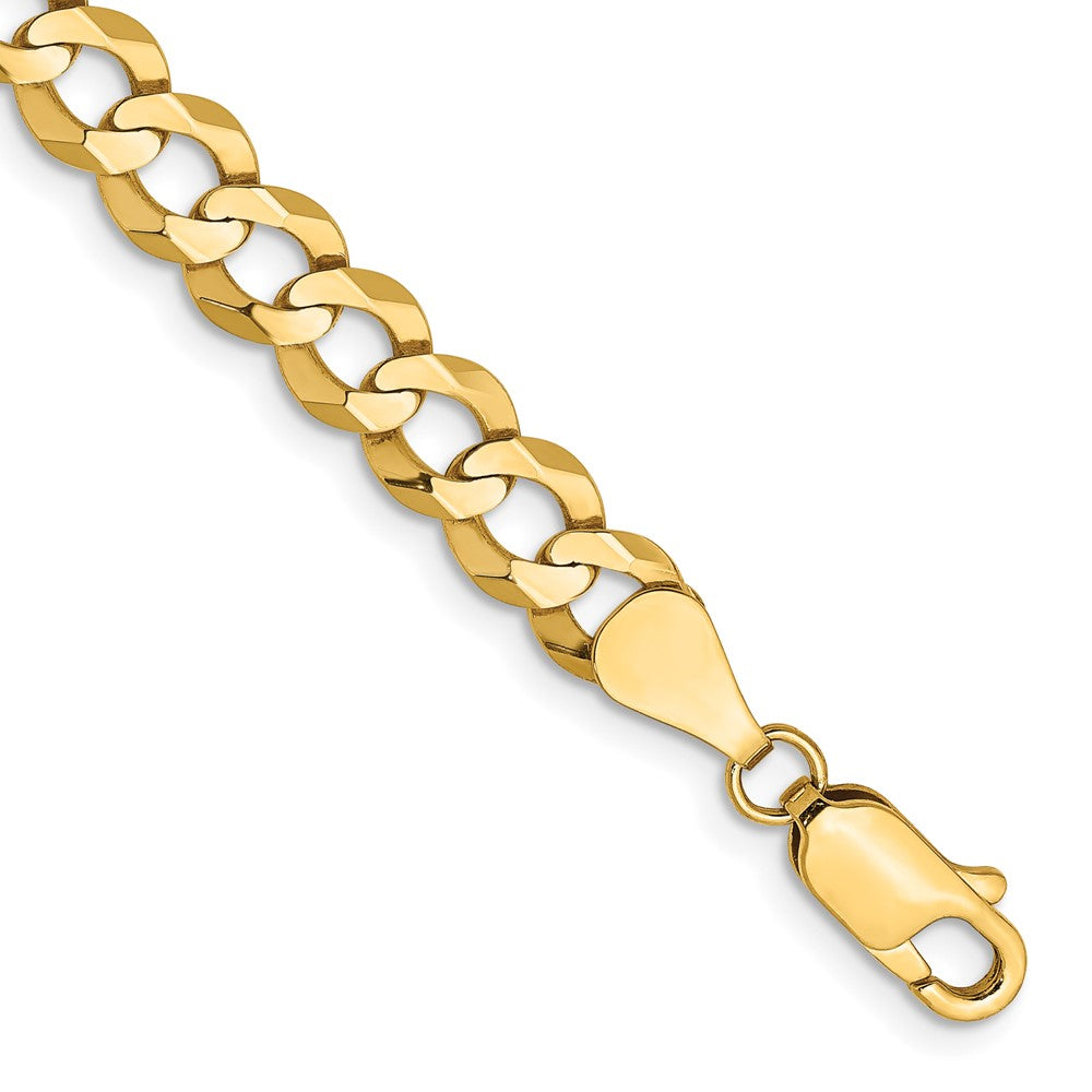 14K Gelbgold 5.9mm Leicht Flach Kubanisch mit Karabinerverschluss Gliederarmband