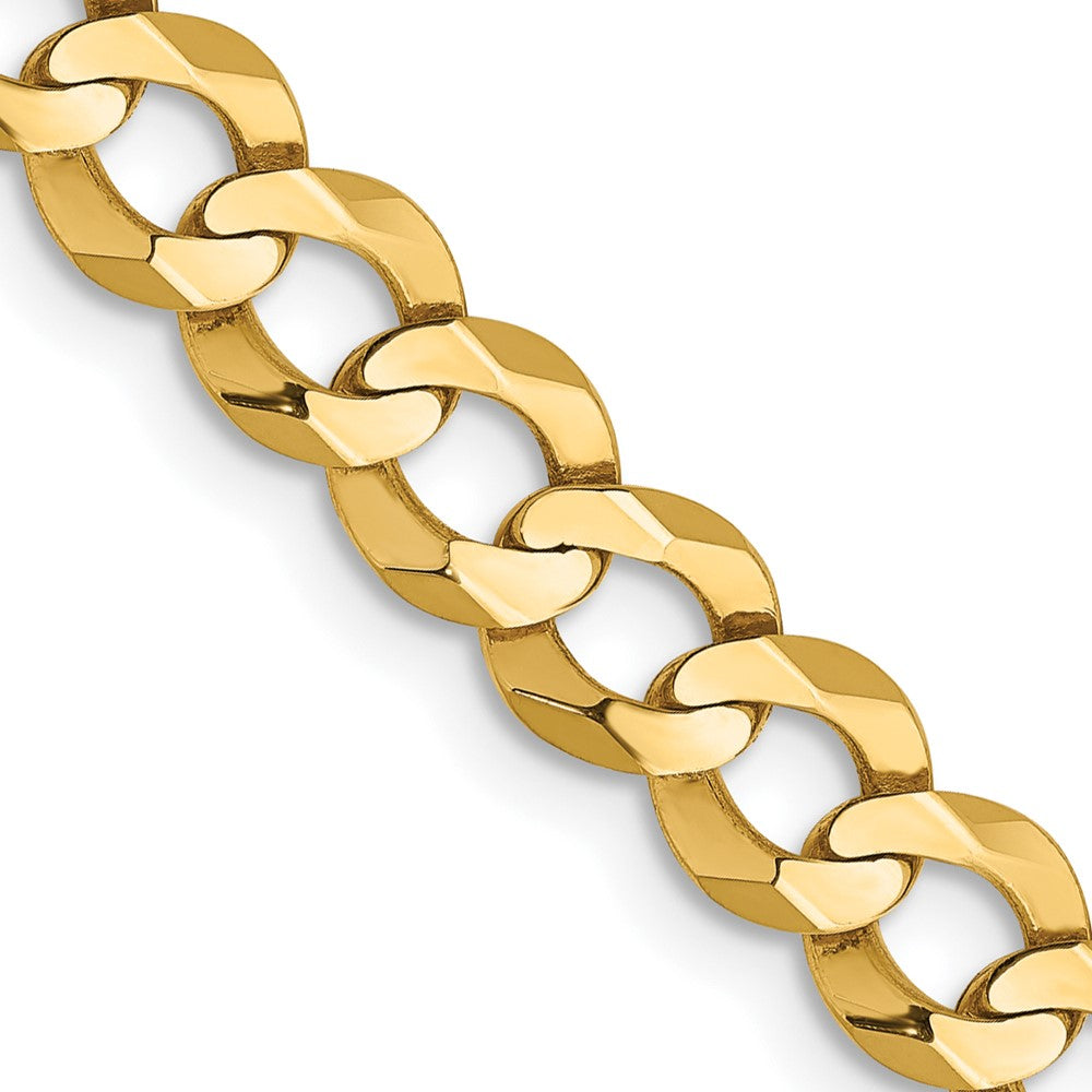 14K Gelbgold 5.9mm Leicht Flach Kubanisch mit Karabinerverschluss Halskette