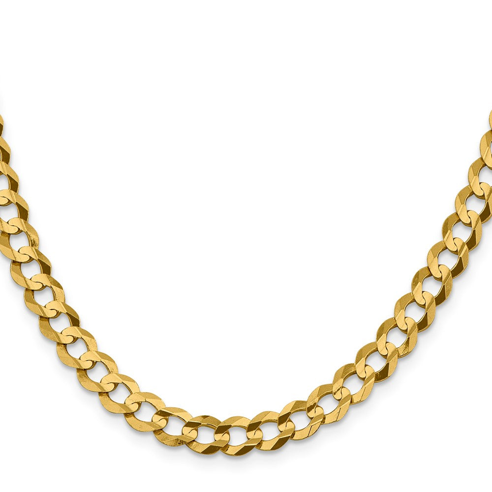 14K Gelbgold 7.2mm Leicht Flach Kubanisch mit Karabinerverschluss Halskette