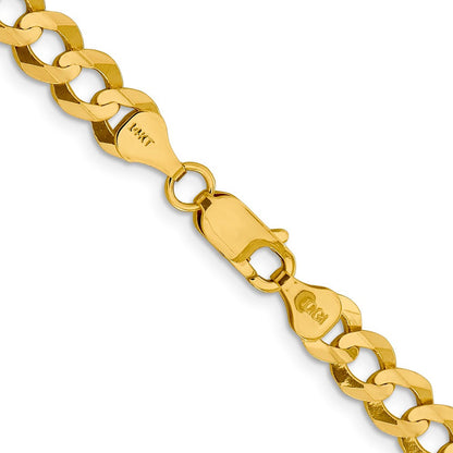 14K Gelbgold 7.2mm Leicht Flach Kubanisch mit Karabinerverschluss Halskette